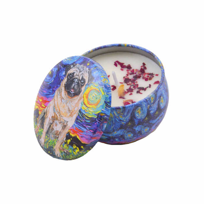 Vela Aromática Rosa Perro Pug Pintura