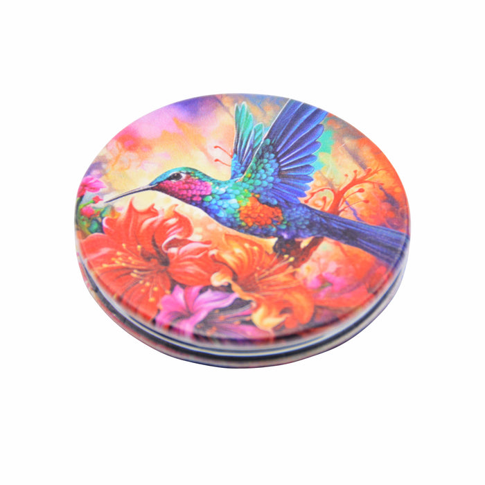 Espejo de Cartera Colibrí con Flor de Hibiscus