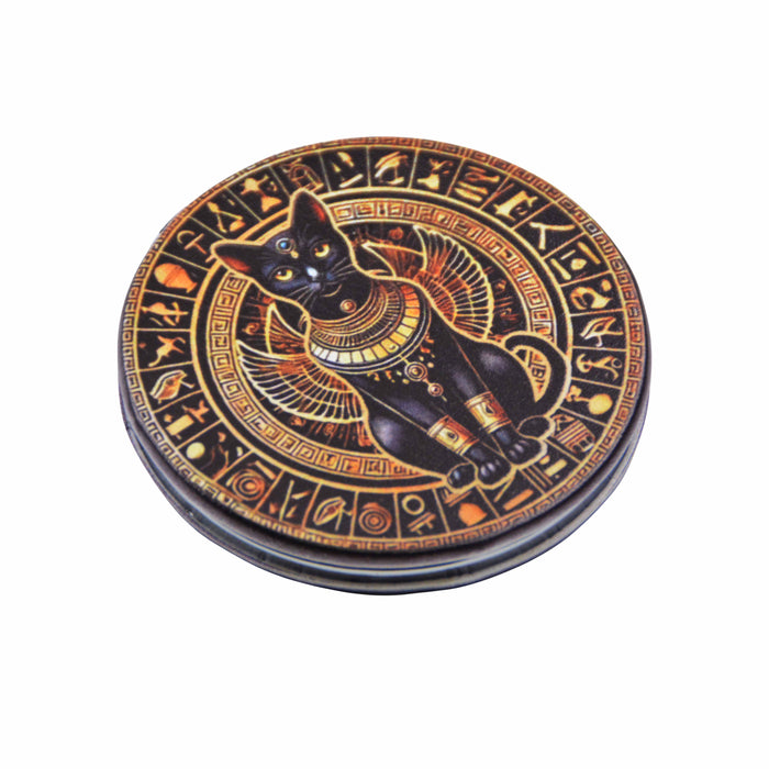Espejo de Cartera Dorado Gato Egipcio