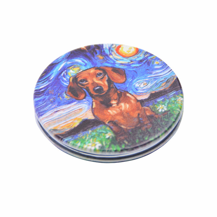 Espejo de Cartera Perro Salchicha Café