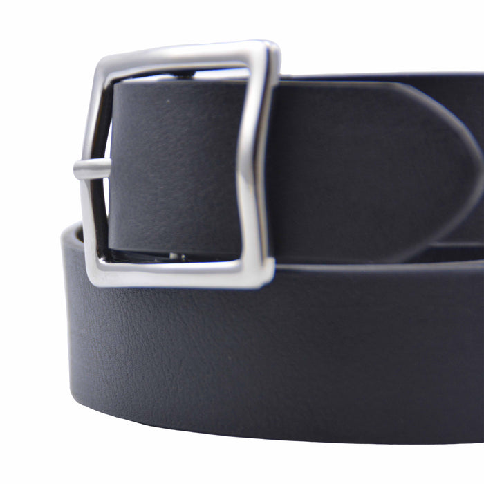Cinturón Mujer Negro Hebilla Rectangular Clásica Plateada