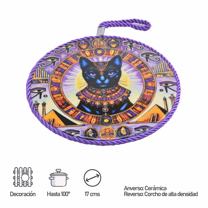 Posaollas Cara de Gato Negro Morado