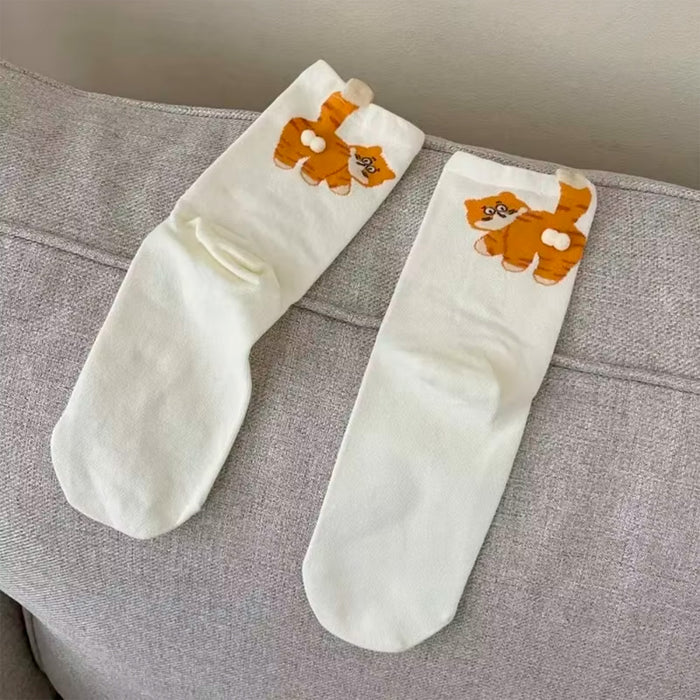 Calcetines Gato Naranja con Cola
