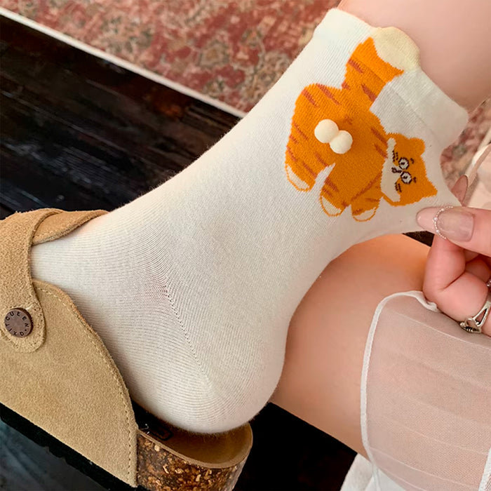 Calcetines Gato Naranja con Cola