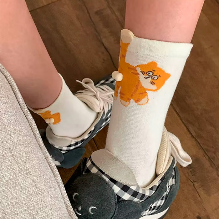Calcetines Gato Naranja con Cola