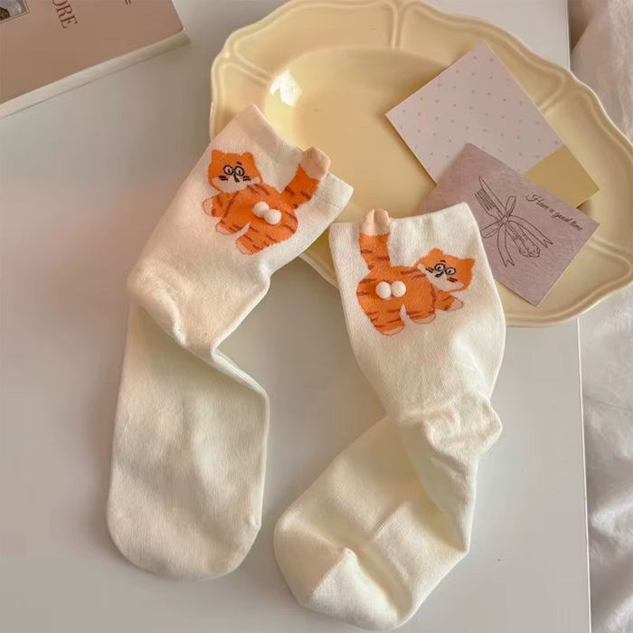 Calcetines Gato Naranja con Cola