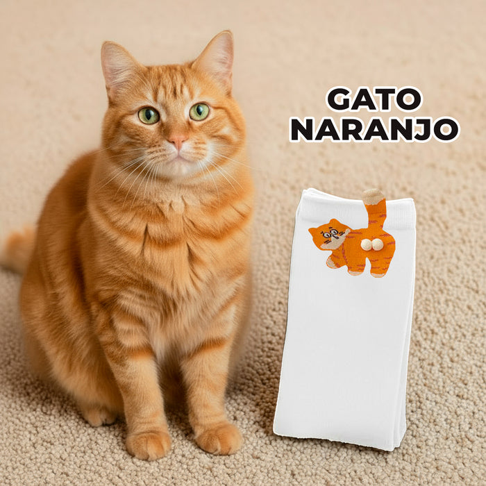 Calcetines Gato Naranja con Cola