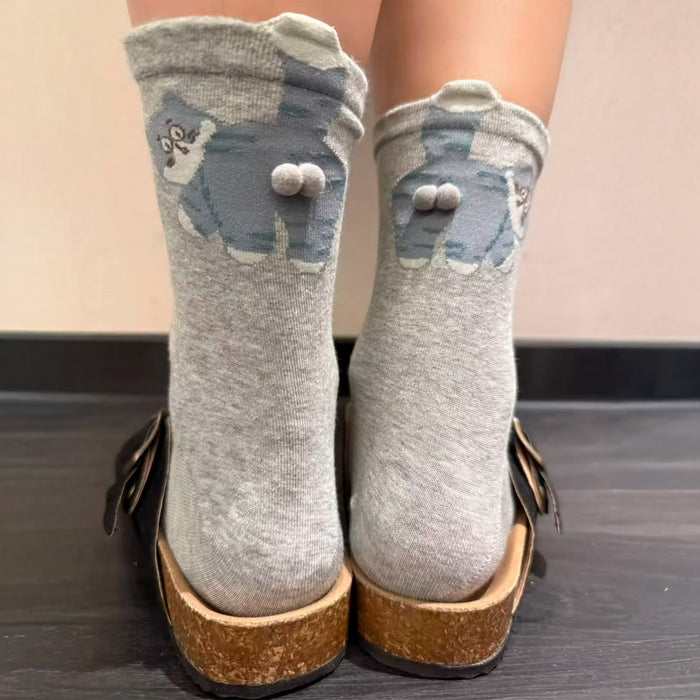 Calcetines Gato Gris Oscuro con Cola