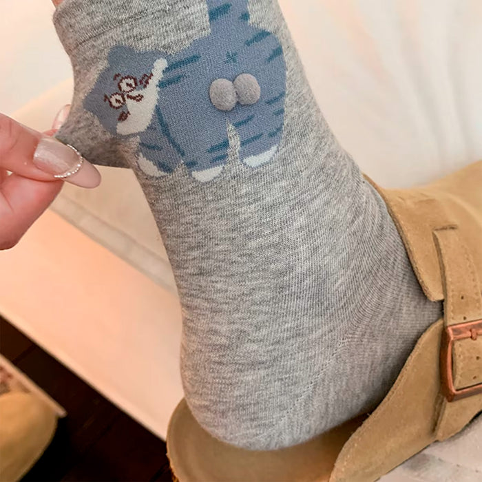 Calcetines Gato Gris Oscuro con Cola