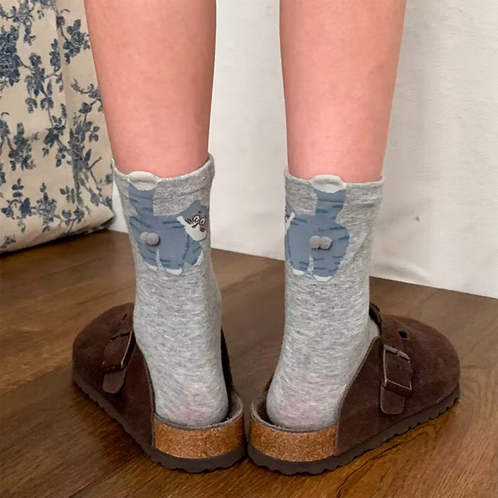 Calcetines Gato Gris Oscuro con Cola