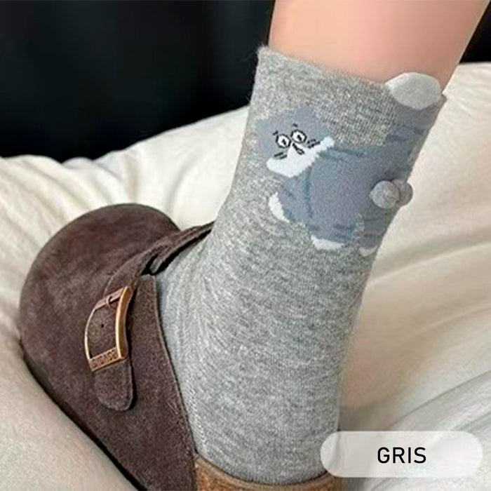 Calcetines Gato Gris Oscuro con Cola