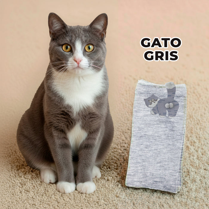 Calcetines Gato Gris Oscuro con Cola
