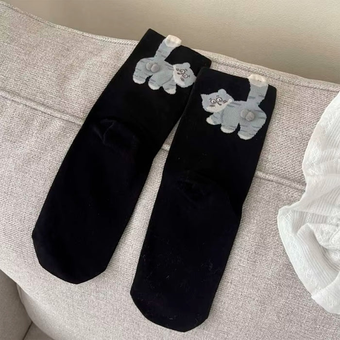 Calcetines Gato Gris Claro con Cola