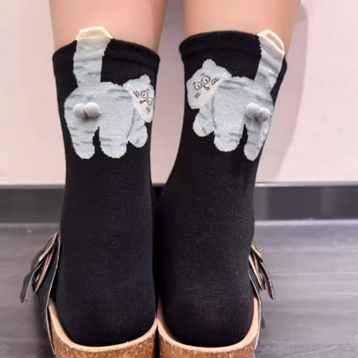 Calcetines Gato Gris Claro con Cola
