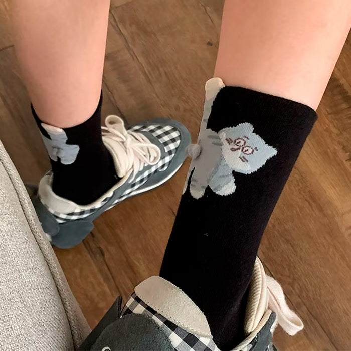 Calcetines Gato Gris Claro con Cola