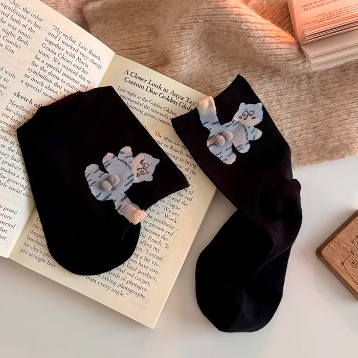 Calcetines Gato Gris Claro con Cola