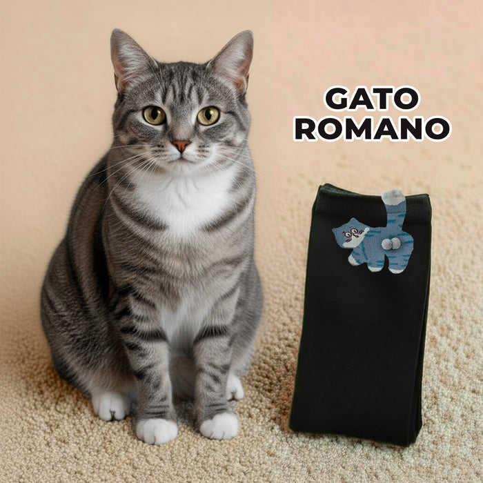 Calcetines Gato Gris Claro con Cola