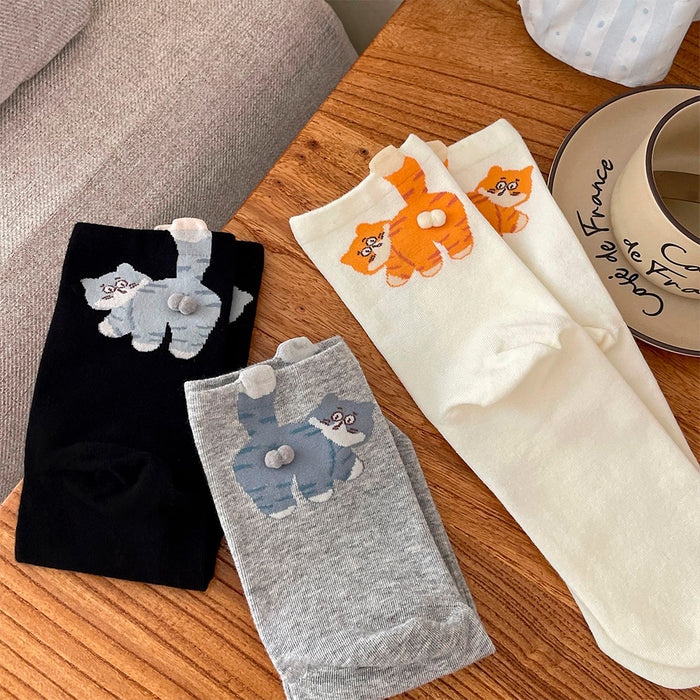 Calcetines Gato Naranja con Cola