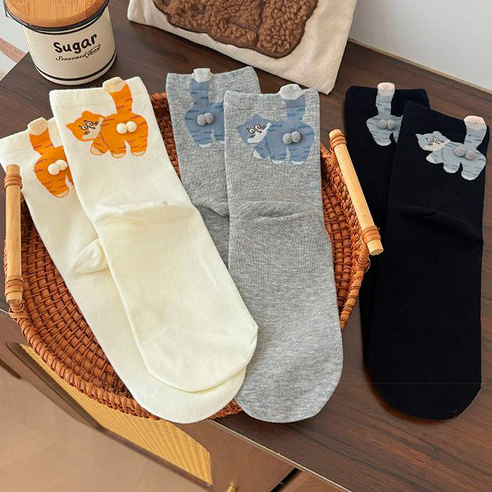 Calcetines Gato Naranja con Cola