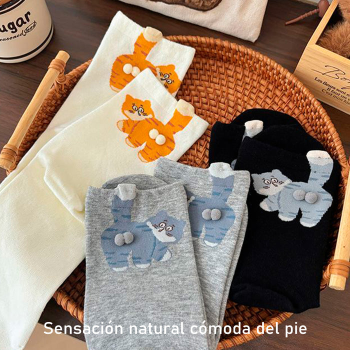 Calcetines Gato Naranja con Cola
