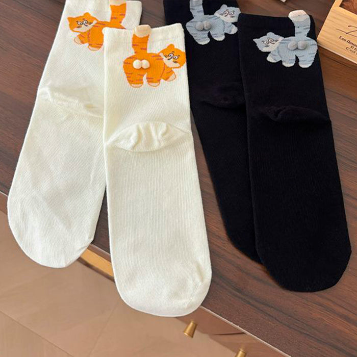 Calcetines Gato Naranja con Cola