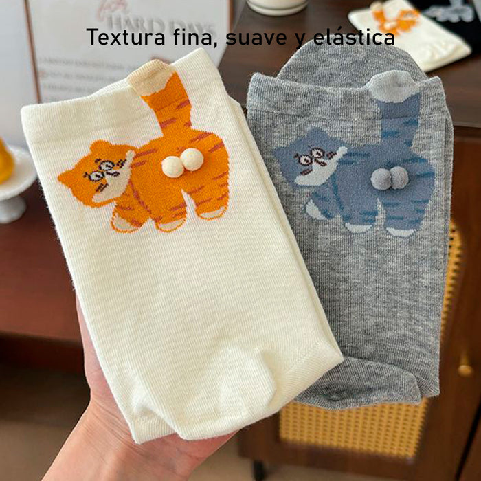 Calcetines Gato Naranja con Cola