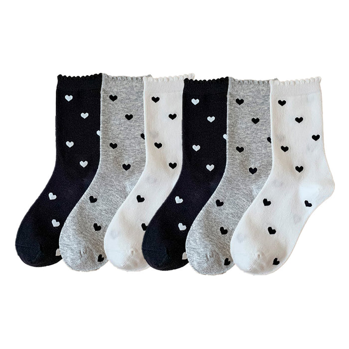 Calcetines Mini Corazones Negros Fondo Gris