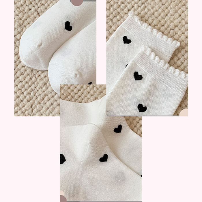 Calcetines Mini Corazones Negros Fondo Blanco