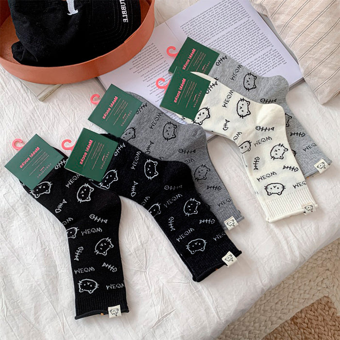 Calcetines Pecesitos Caras de Gatitos Gris Meow