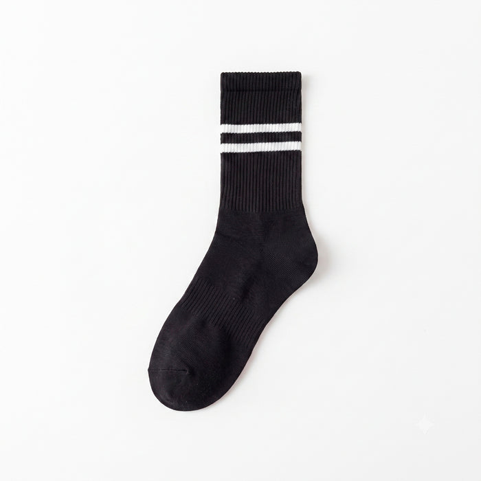 Calcetines Largos Negros Rayas Blancas 36-40