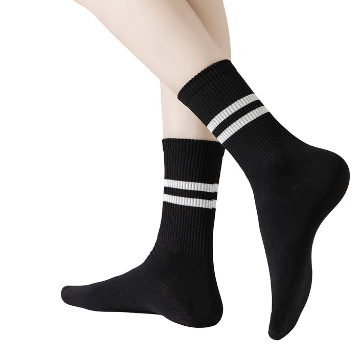 Calcetines Largos Negros Rayas Blancas 36-40