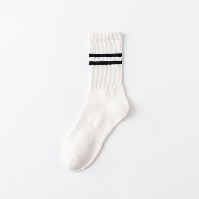 Calcetines Largos Blancos Rayas Negras 36-40