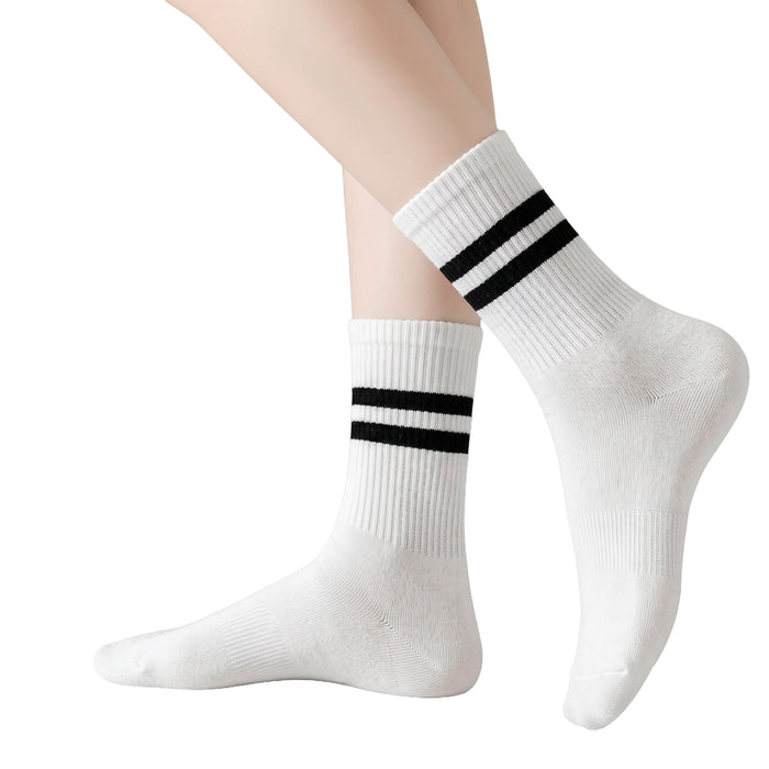 Calcetines Largos Blancos Rayas Negras 36-40