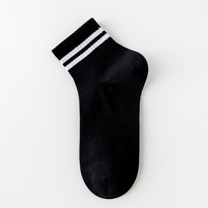 Calcetines Cortos Negros con Rayas Blancas 36-40