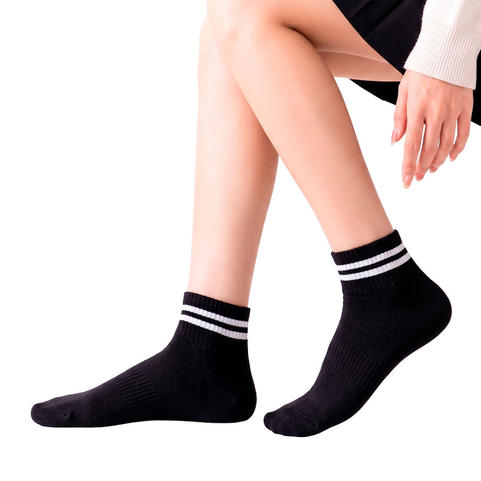 Calcetines Cortos Negros con Rayas Blancas 36-40