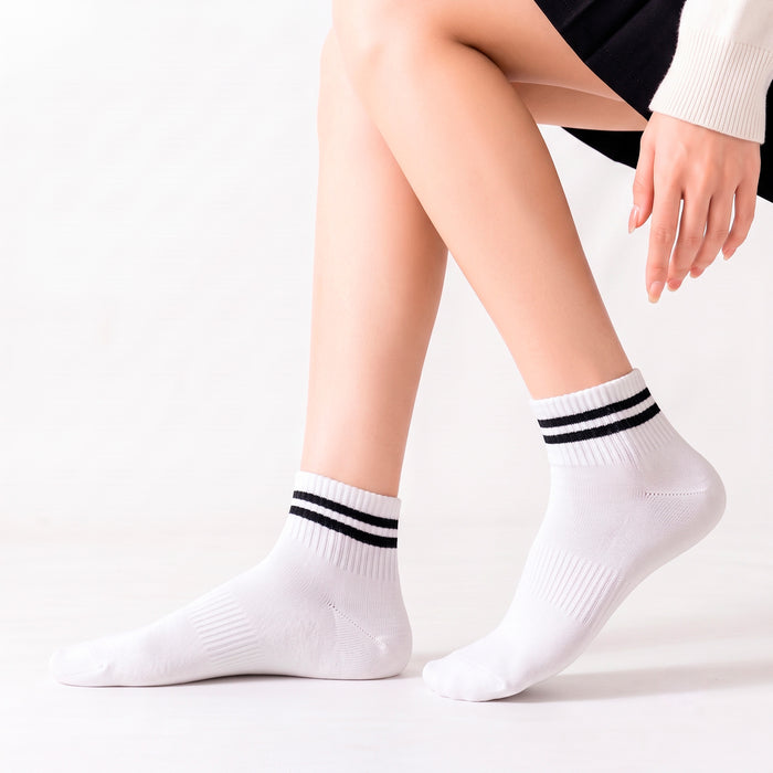 Calcetines Cortos Blancos con Rayas Negras 36-40