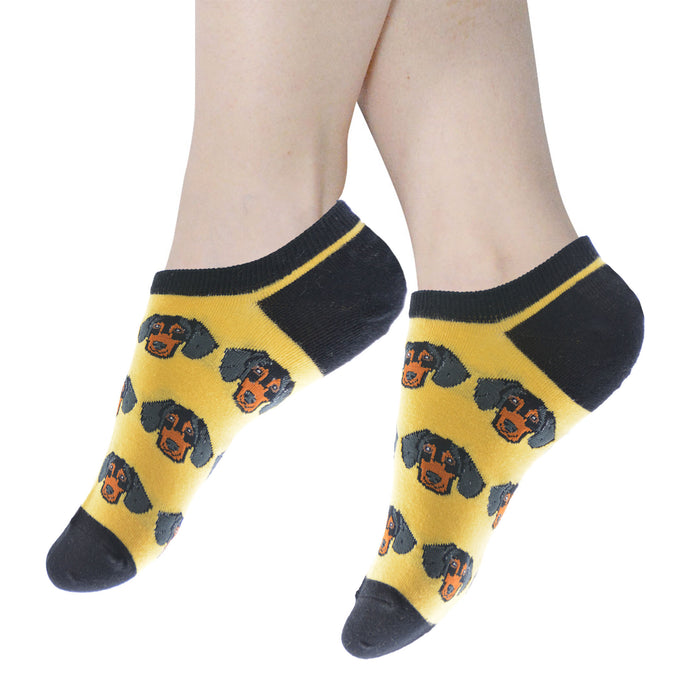 Calcetines Invisibles de Algodón Perros Salchicha Negro