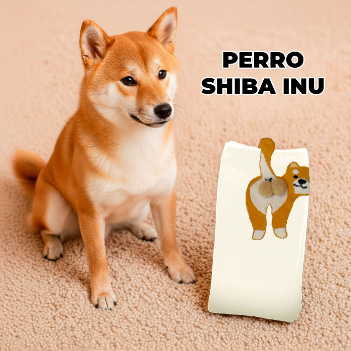 Calcetines Perro Naranja con Cola y Bolitas