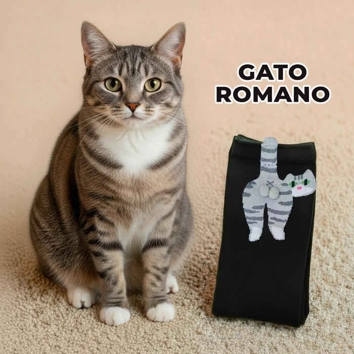 Calcetines Gato Romano con Cola y Bolitas