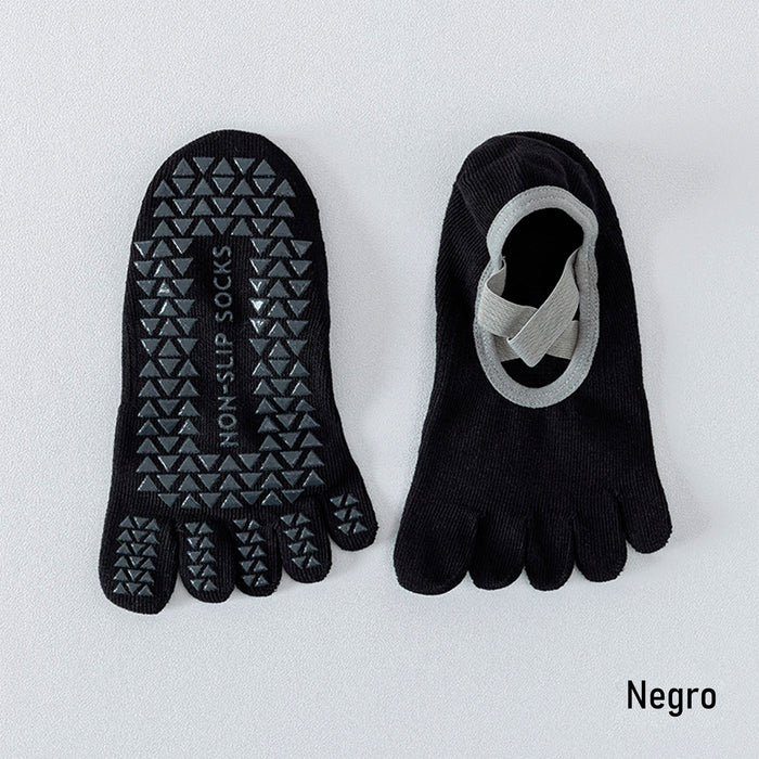 Calcetín Deportivo Yoga Antideslizante invisible Dedos Negro