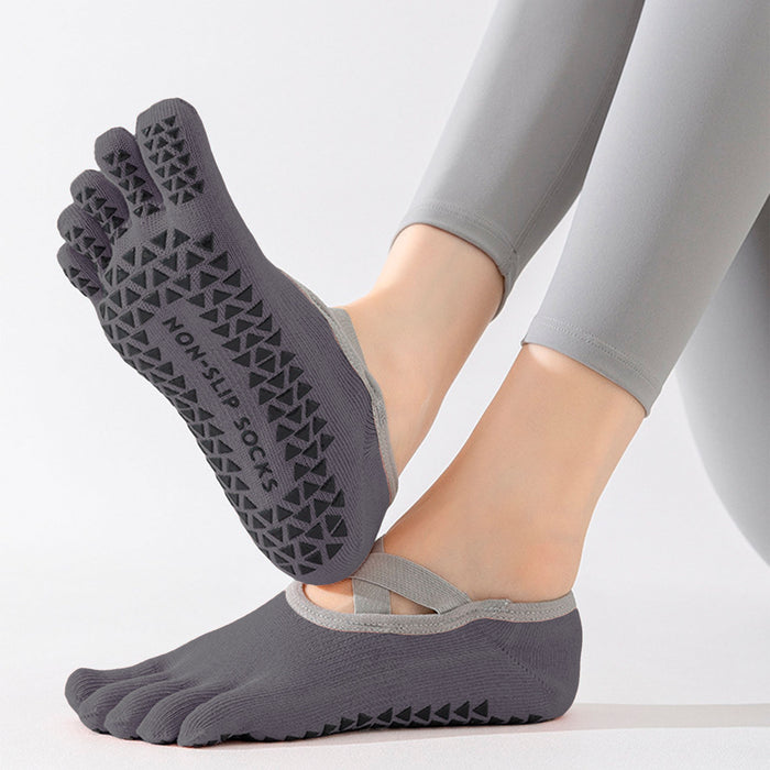 Calcetín Deportivo Yoga Antideslizante invisible Dedos Gris