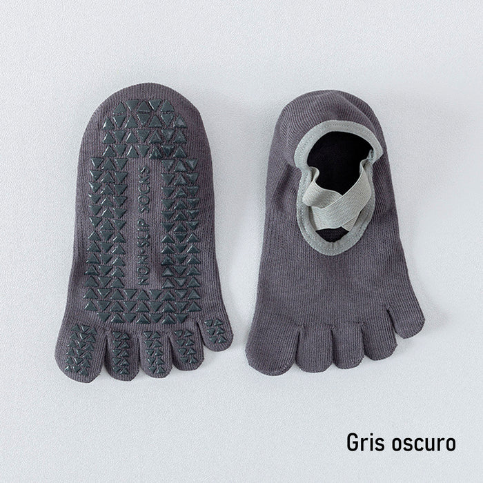 Calcetín Deportivo Yoga Antideslizante invisible Dedos Gris