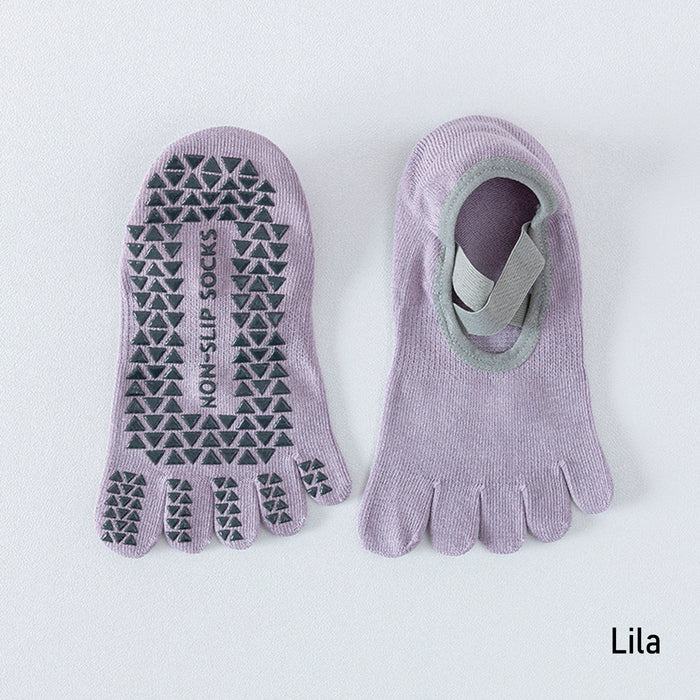 Calcetín Deportivo Yoga Antideslizante invisible Dedos Lila