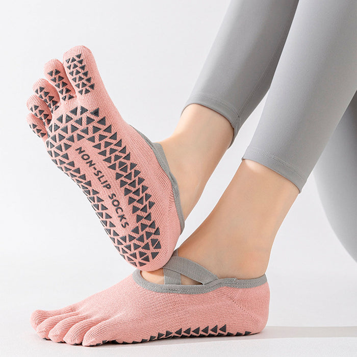 Calcetín Deportivo Yoga Antideslizante invisible Dedos Rosado