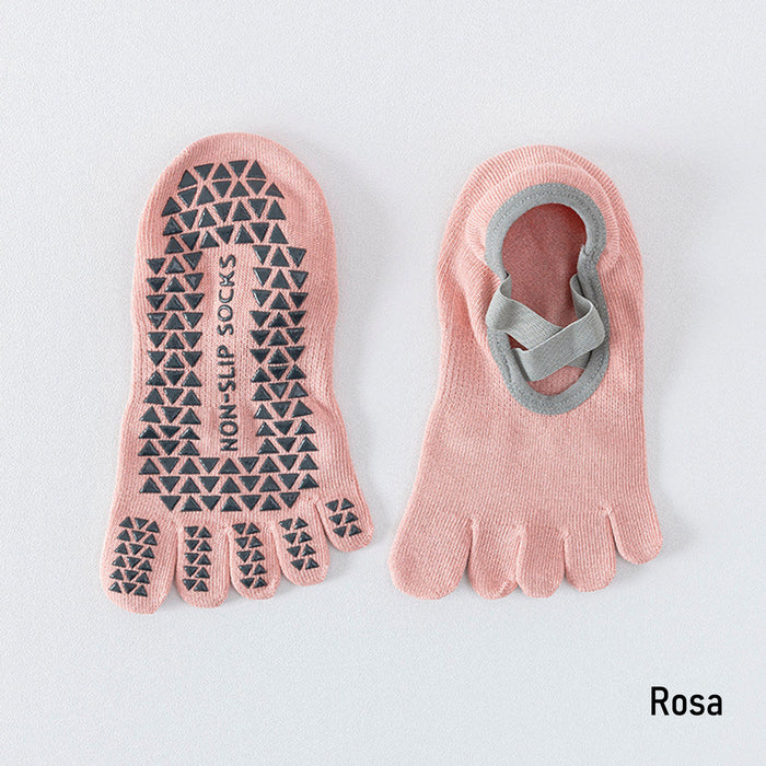 Calcetín Deportivo Yoga Antideslizante invisible Dedos Rosado