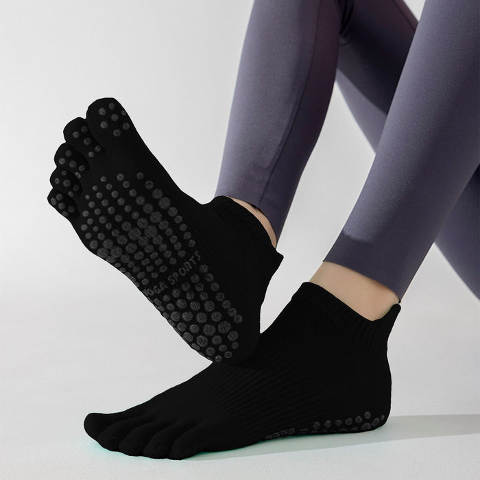 Calcetín Deportivo Yoga Antideslizante Corto Dedos Negro