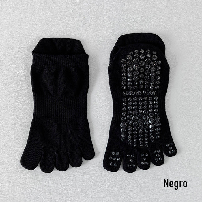 Calcetín Deportivo Yoga Antideslizante Corto Dedos Negro