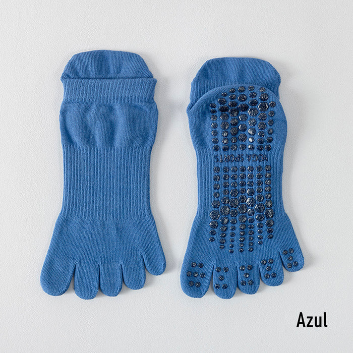 Calcetín Deportivo Yoga Antideslizante Corto Dedos Azul