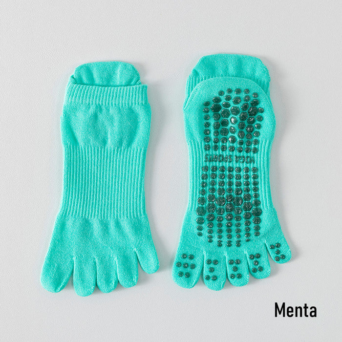 Calcetín Deportivo Yoga Antideslizante Corto Dedos Verde