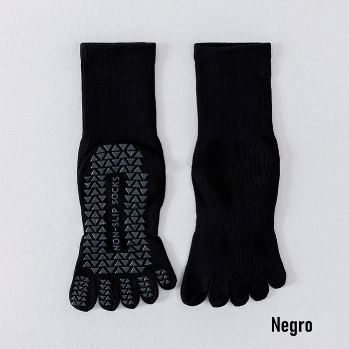 Calcetín Deportivo Yoga Antideslizante Ajustable Dedos Negro